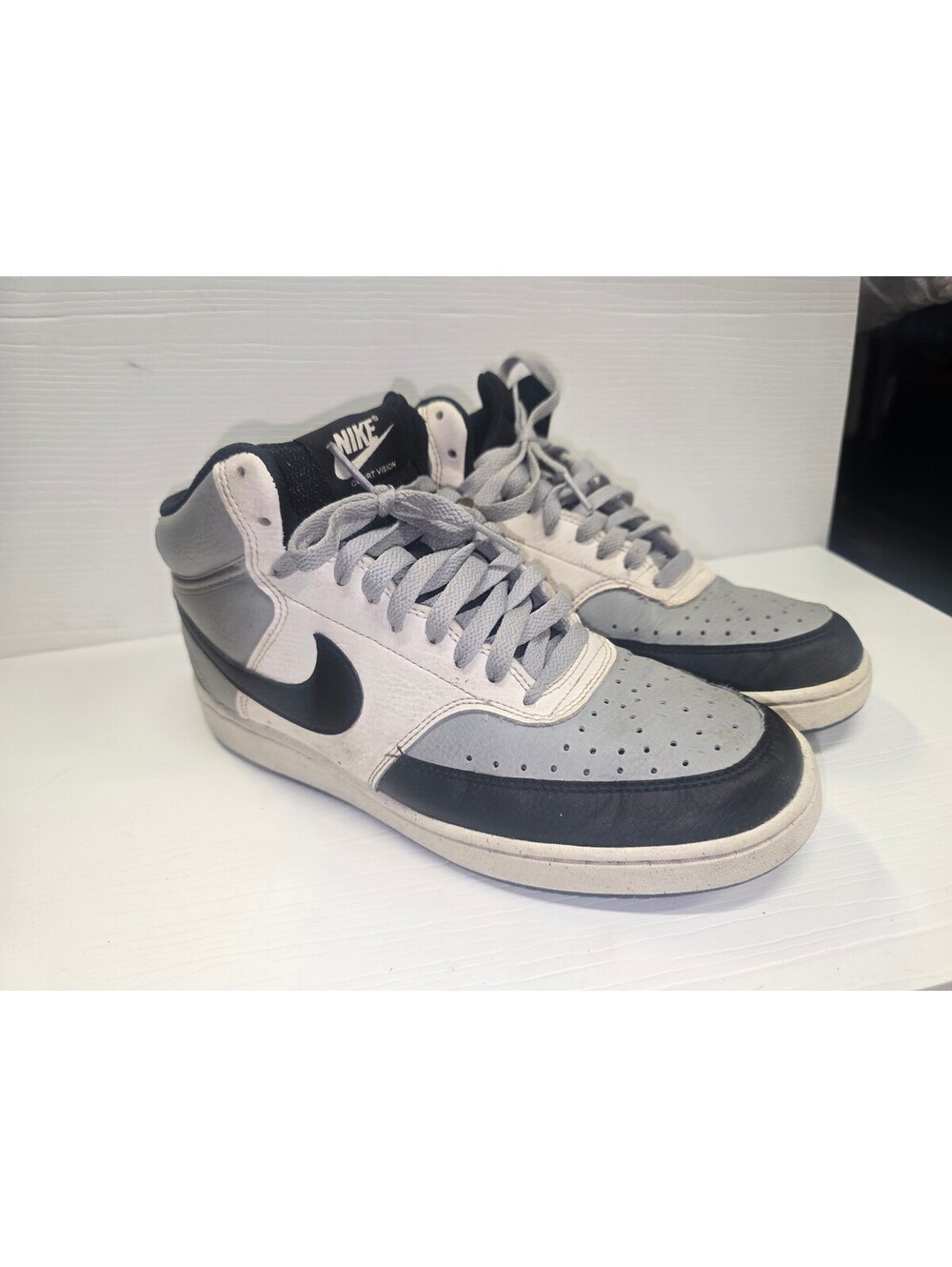 Nike Court Vision Mid Next Nature Mens Size 8.5 Grey Black White DN3577-002